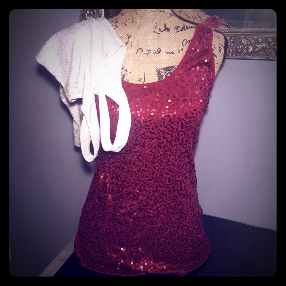 2 Express sequin ribbed‎ tank tops